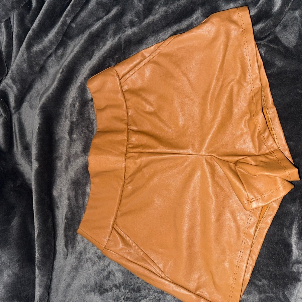 Women's Tan Leather Shorts